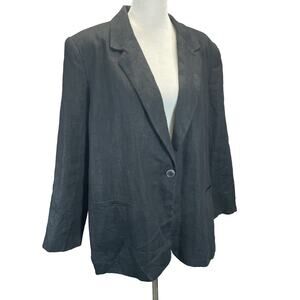 Vintage Harve Benard by B. Holtzman Women Sz 20 Black 100% Linen Blazer Jacket